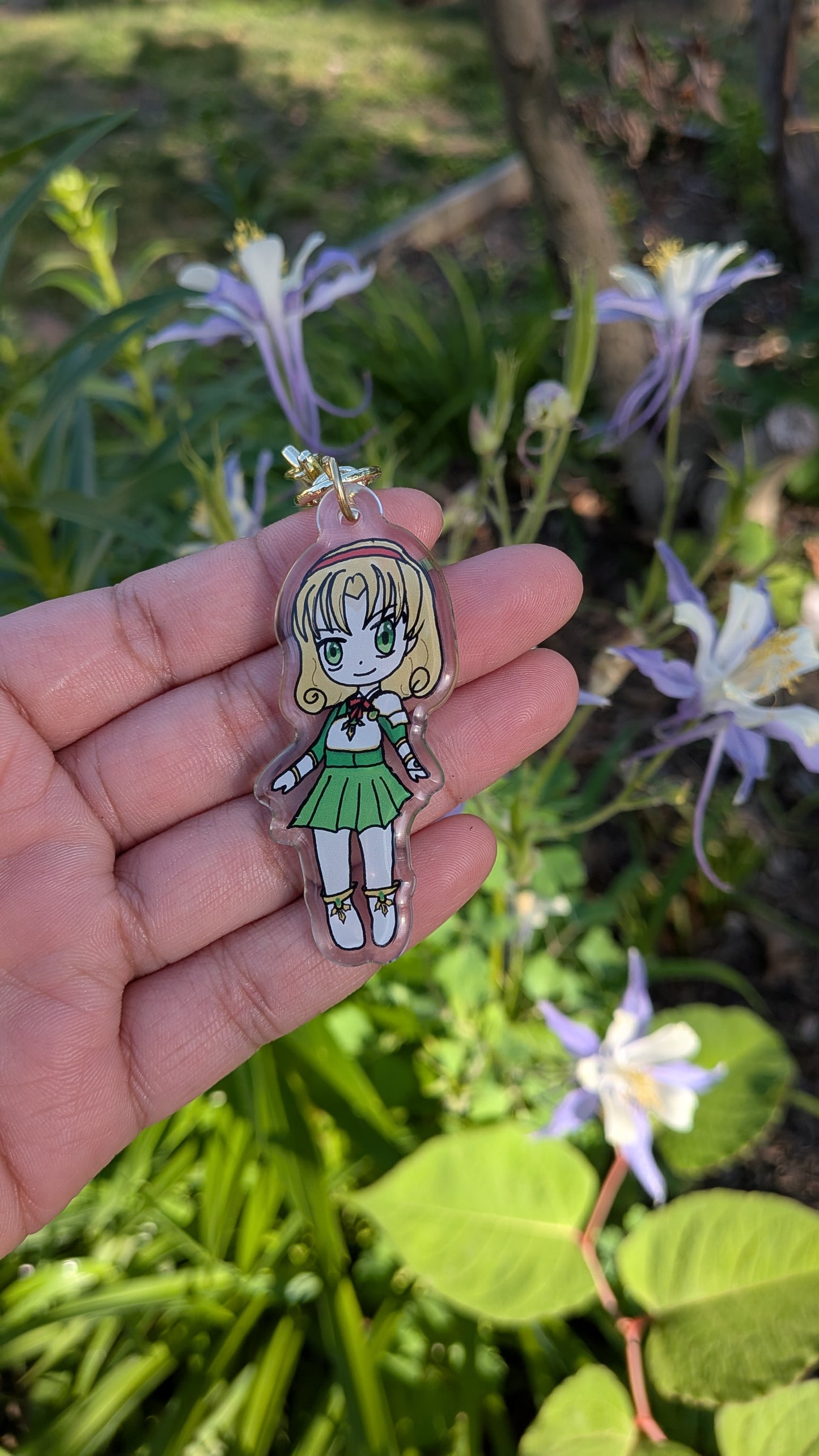 Water Fire Wind Heroine Acrylic Keychain | Retro Fantasy Anime Inspired Trio Charm | Magical Girl Anime