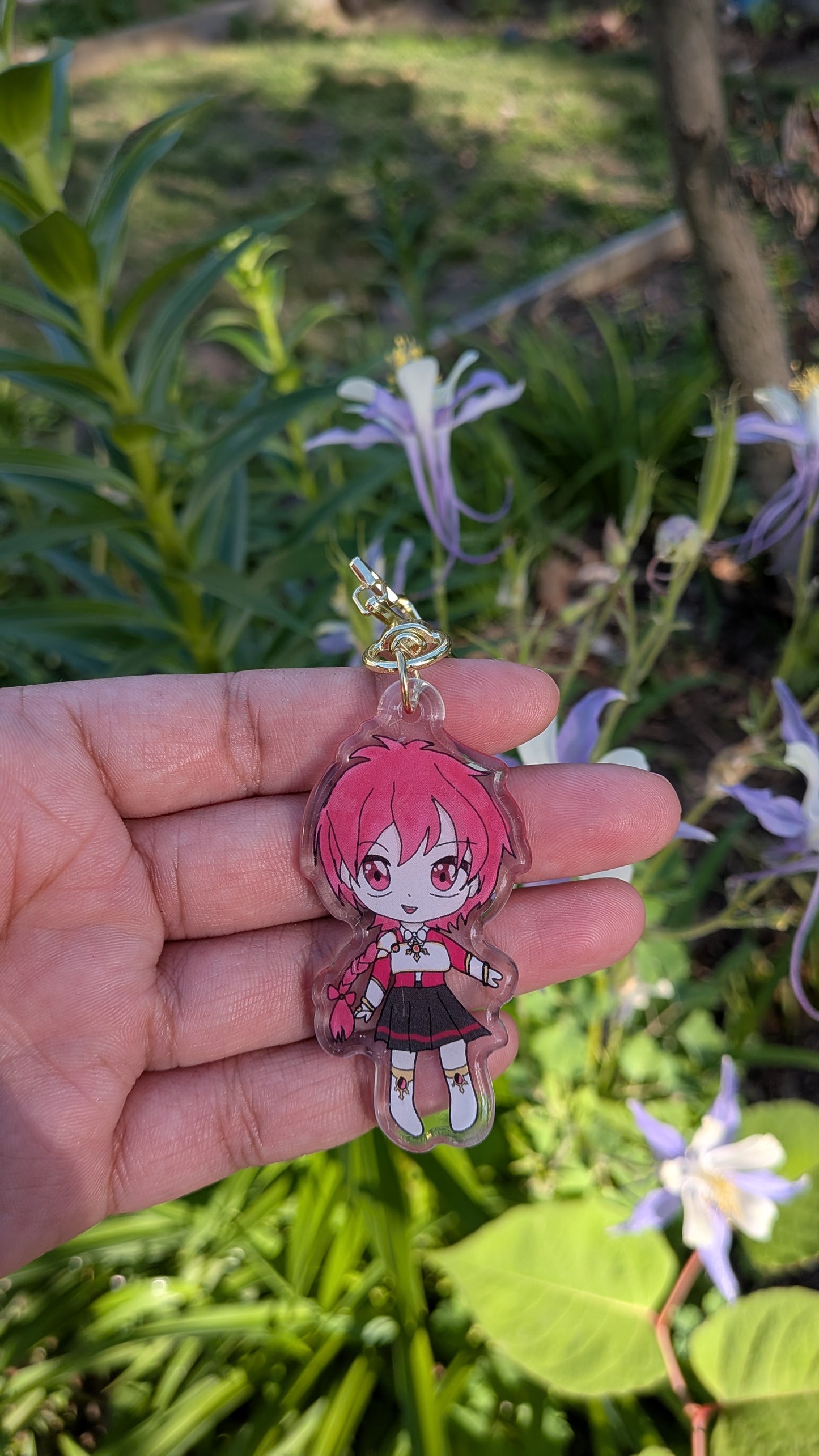 Water Fire Wind Heroine Acrylic Keychain | Retro Fantasy Anime Inspired Trio Charm | Magical Girl Anime