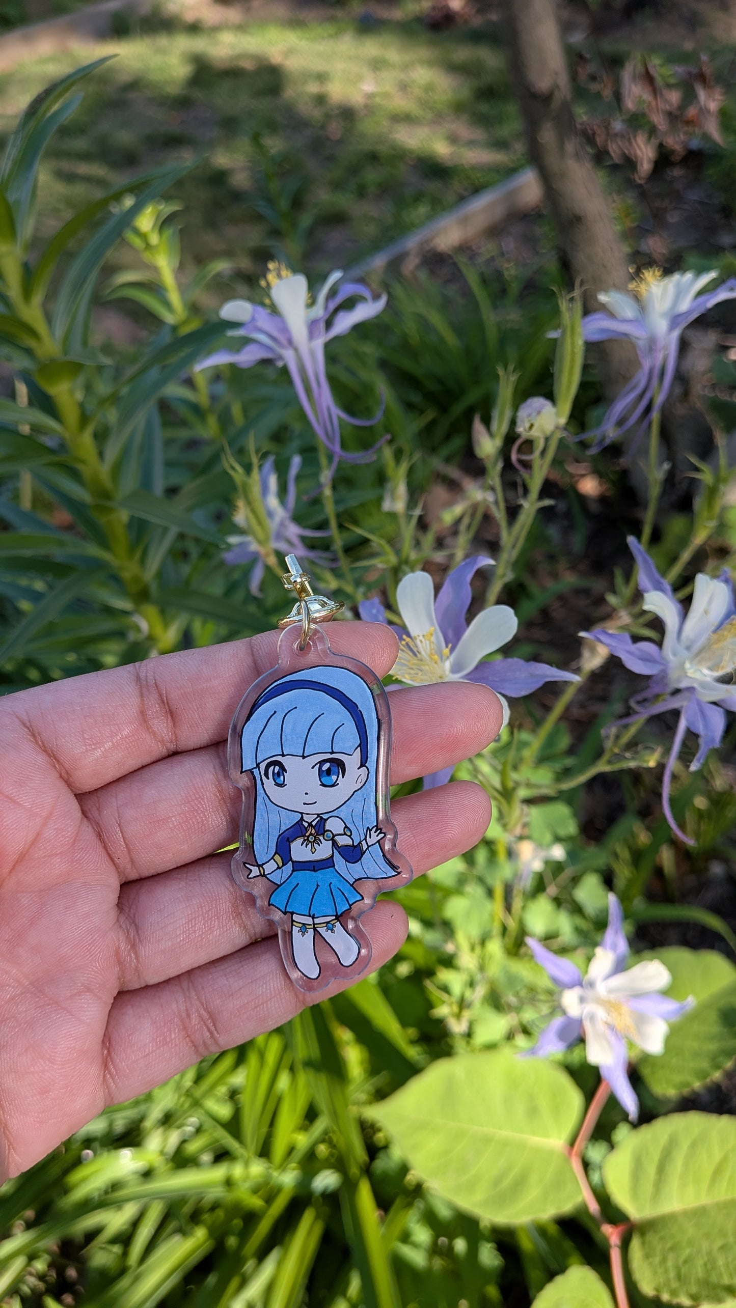 Water Fire Wind Heroine Acrylic Keychain | Retro Fantasy Anime Inspired Trio Charm | Magical Girl Anime