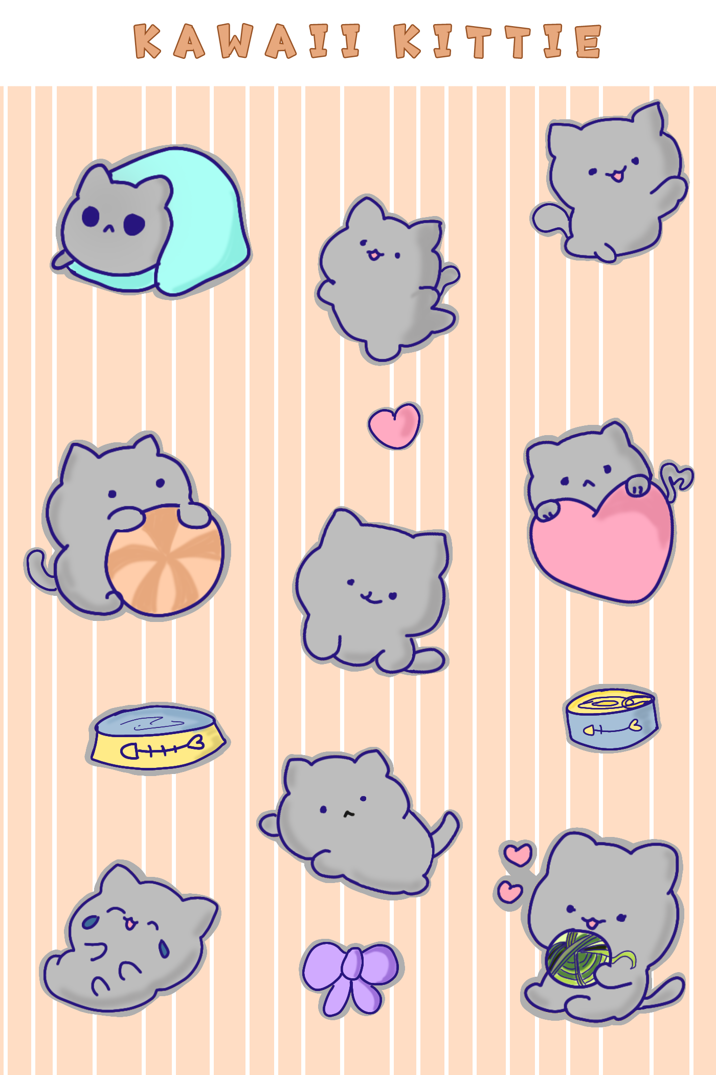 Kawaii Kitten Sticker Sheet
