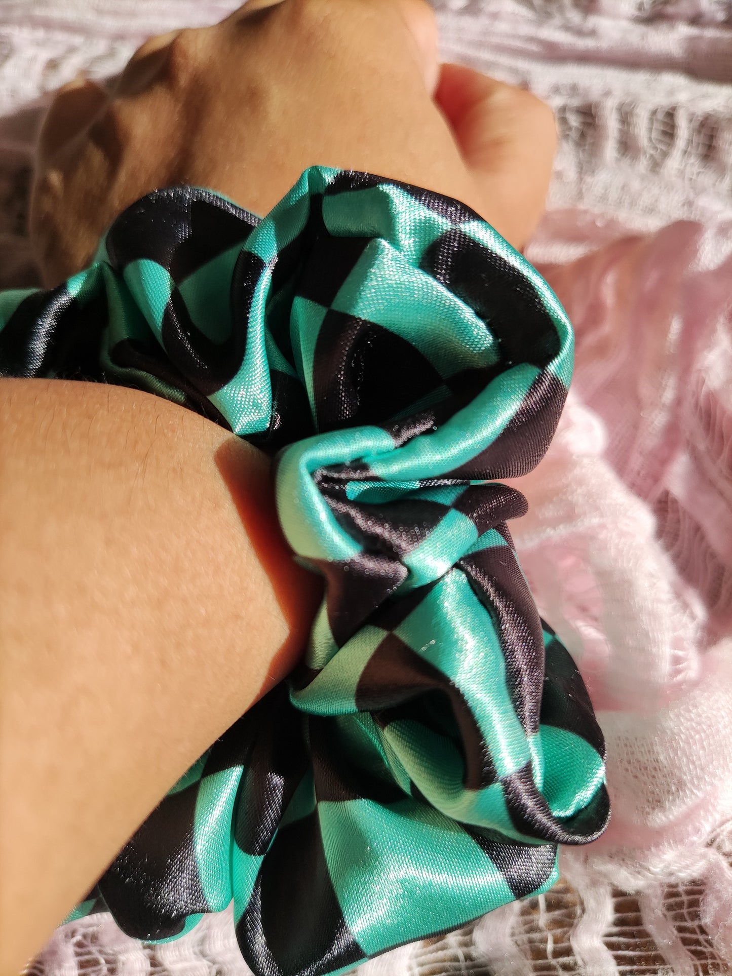 Handmade Demon Slayer Scrunchie Set, Satin or Poly Cotton