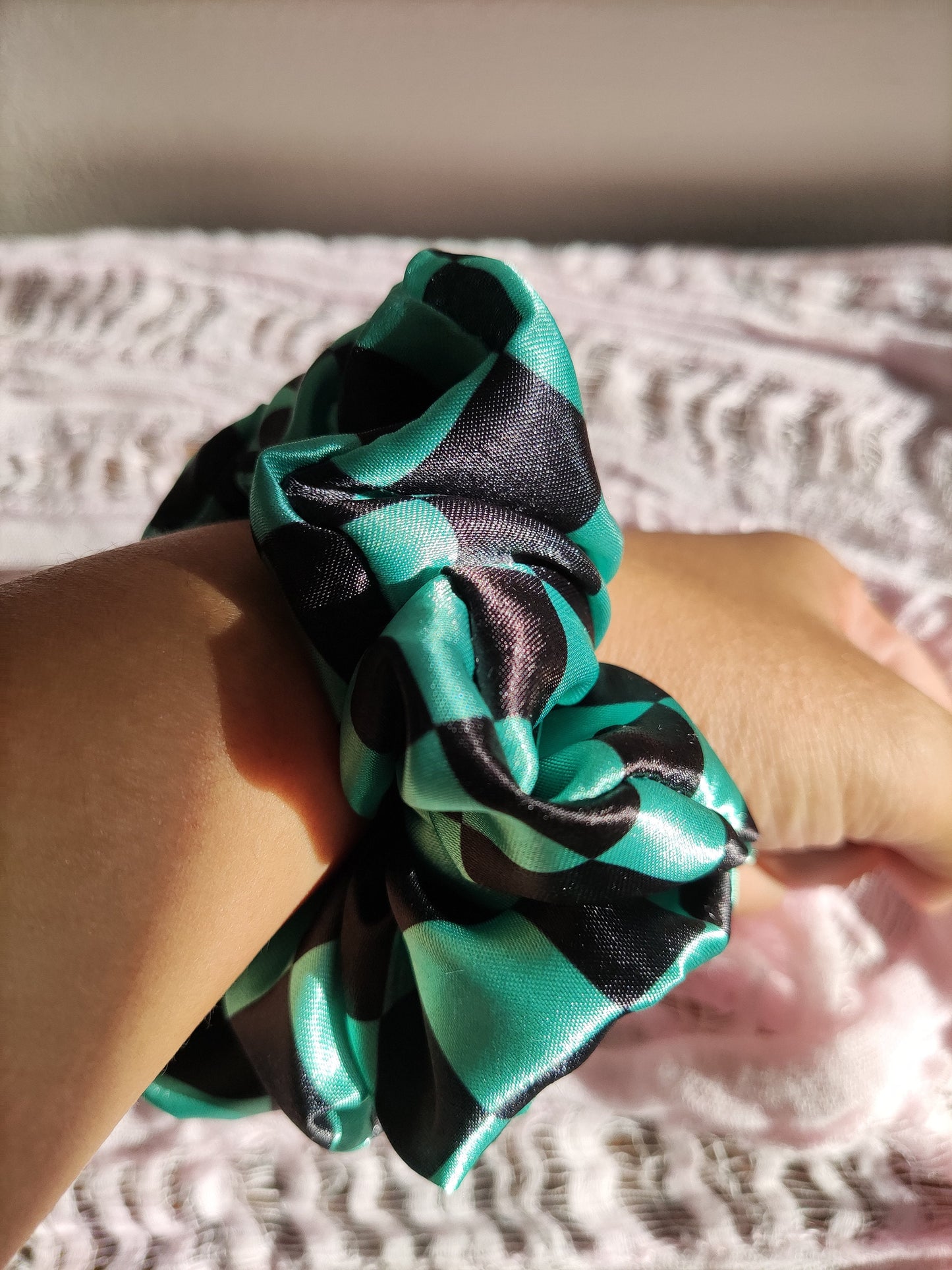 Handmade Demon Slayer Scrunchie Set, Satin or Poly Cotton