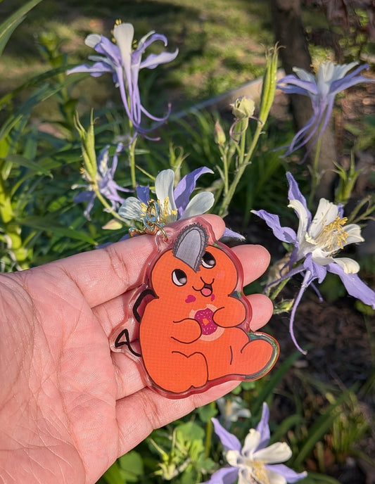 Orange Devil Pup Inspired Acrylic Keychain – 2.5 Inch Anime-Inspired Charm