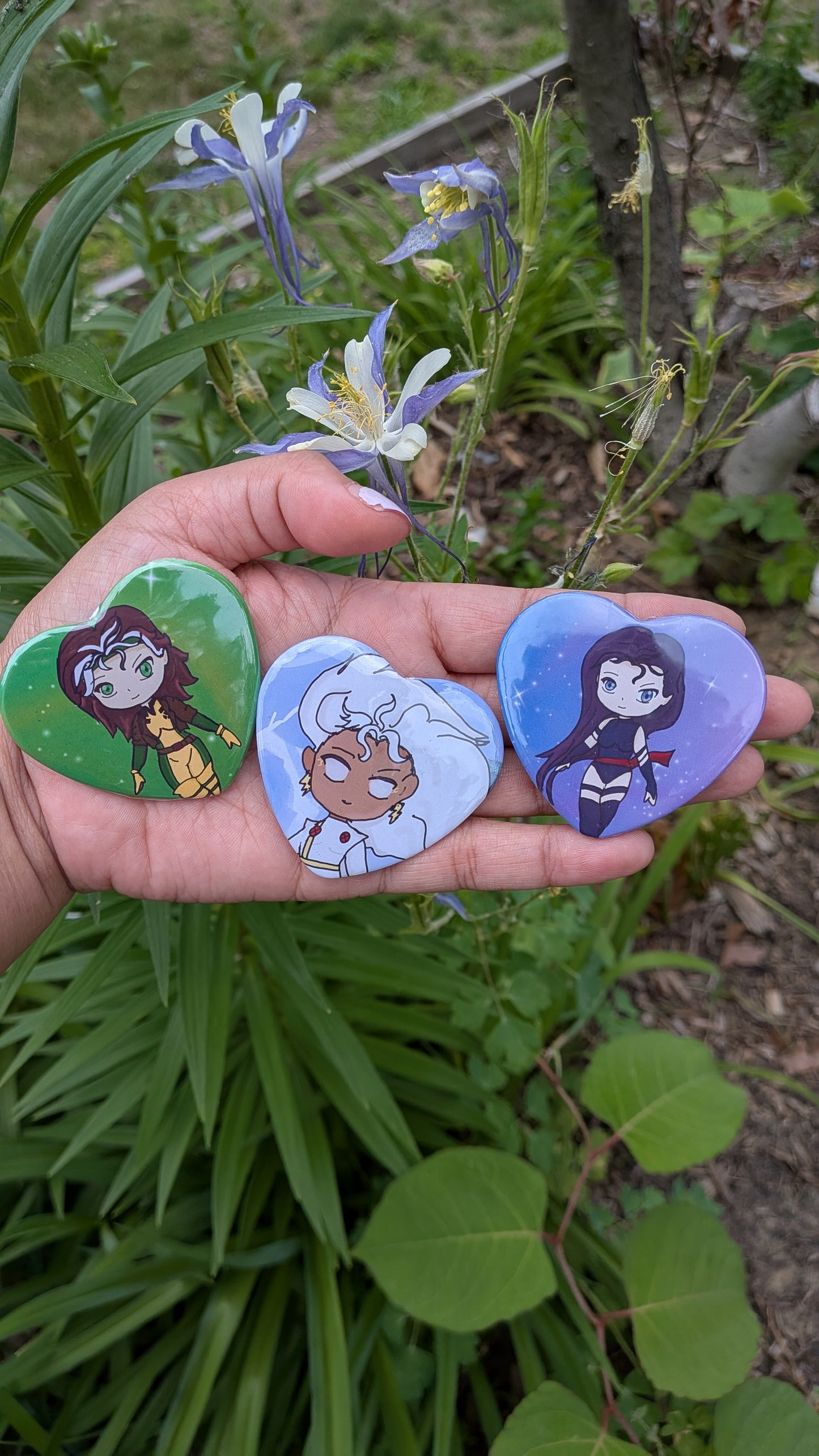 X Men Heart Buttons